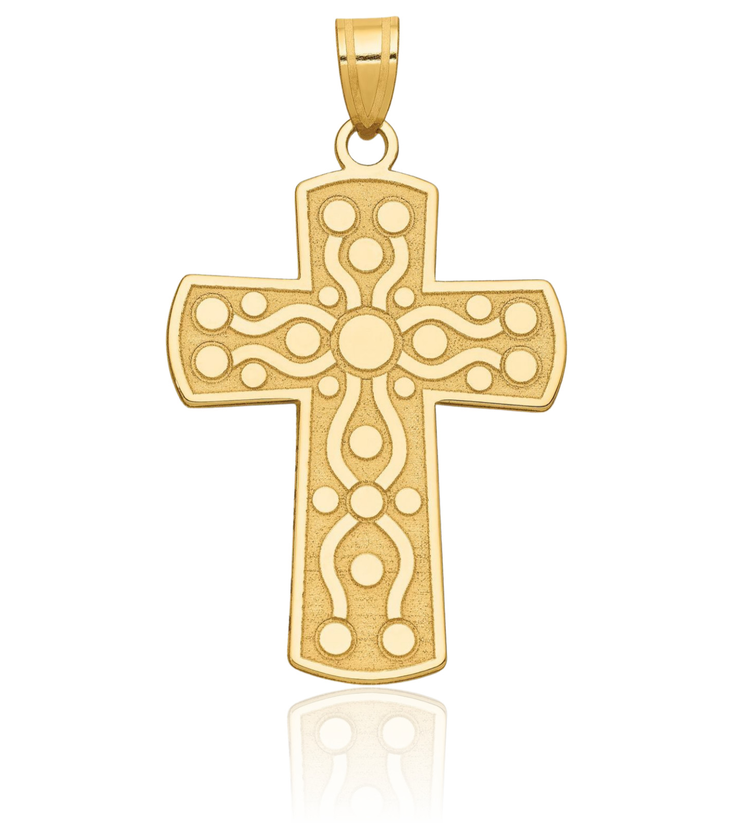 14K Solid Yellow Gold Celtic Extra Large Cross Pendant Necklace 41.5mm 1-5/8