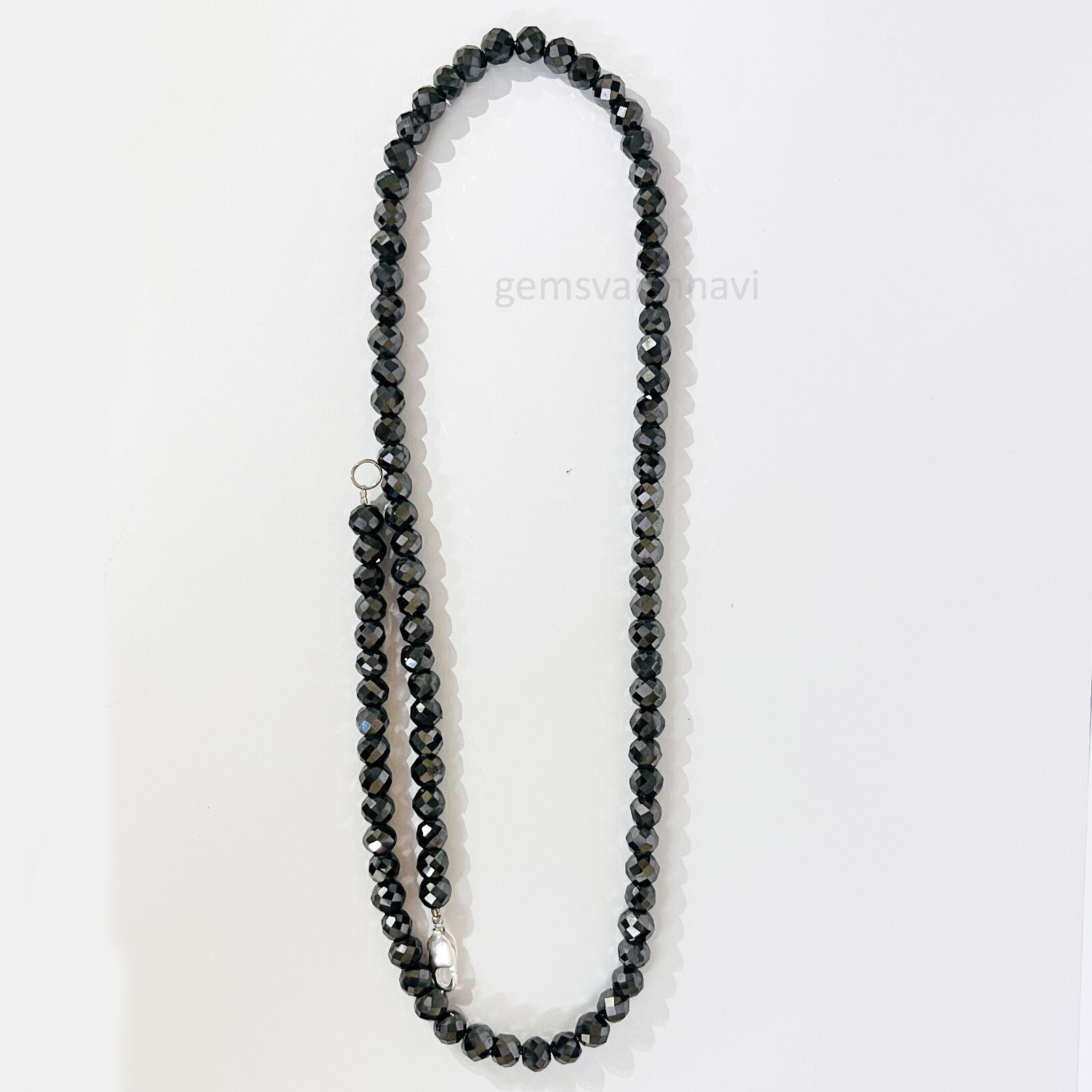 Elegant 6 mm BLACK DIAMOND NECKLACE 20 Inches Real Carbonado AAA Certified !
