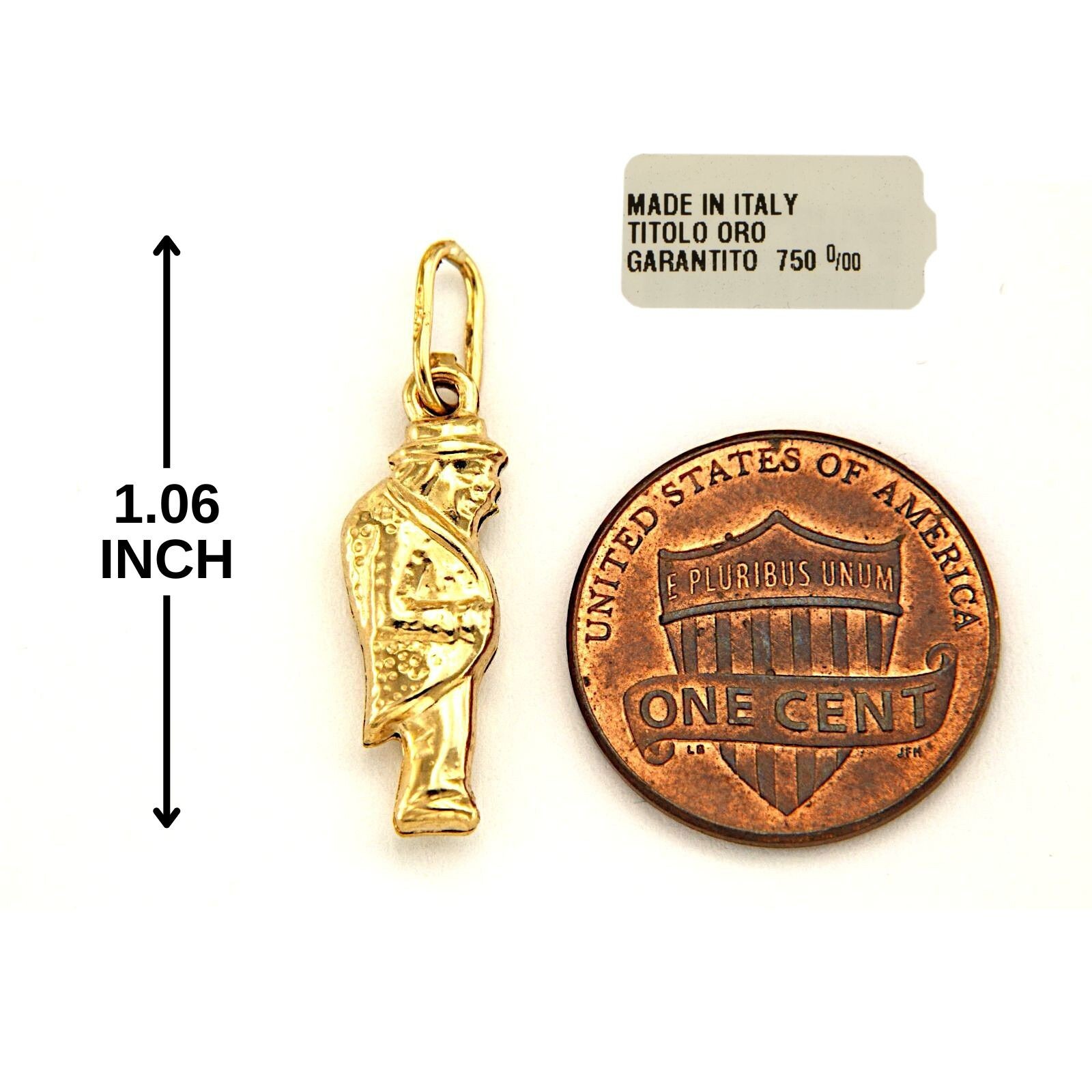 18k 750 Yellow GOLD Gobbo Hunchback Good Luck Lucky Italy Italian Pendant Charm