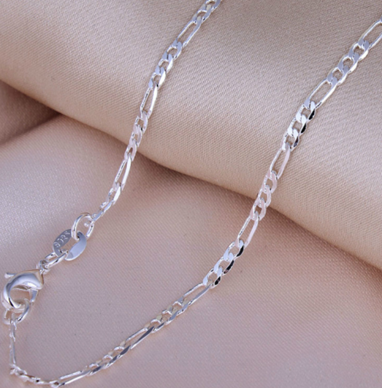 2mm fine Figaro Silver plated Chain necklace pendant Sterling 16-30″ 925 F2S UK