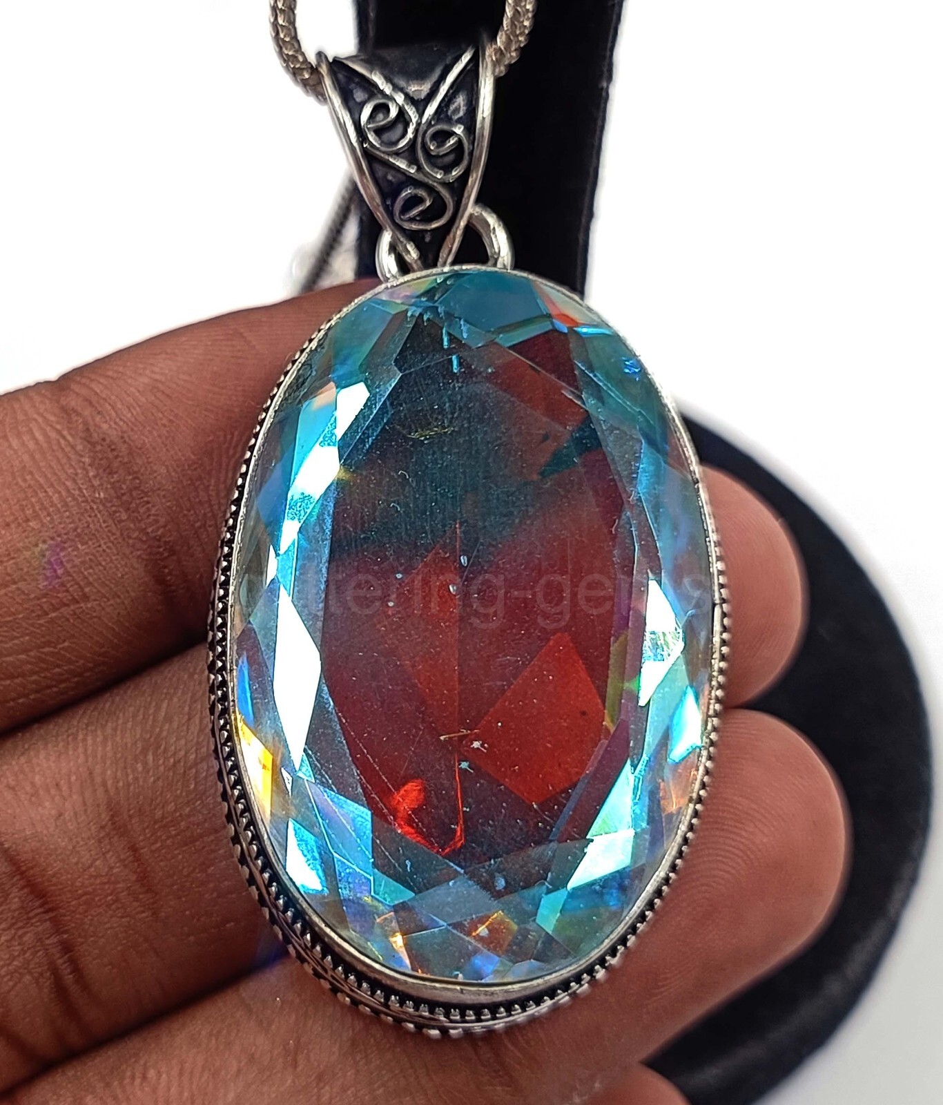Mystic Topaz Oval Cut 925 Silver Pendant 112.40 Ct Natural IGL Loose Gems 5MST