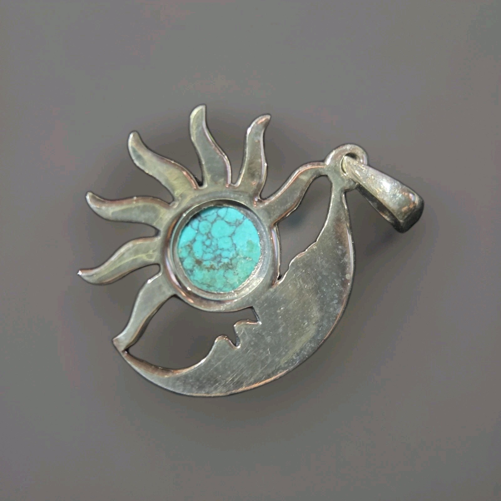 Natural Turquoise Crescent Half Moon 925 Sterling Silver Pendant Jewelry 2314