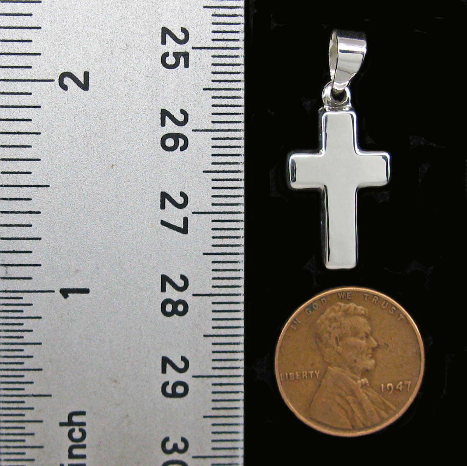 Small Thick Cross in SOLID 925 Sterling Silver with Sterling SNAKE Chain – NEW!