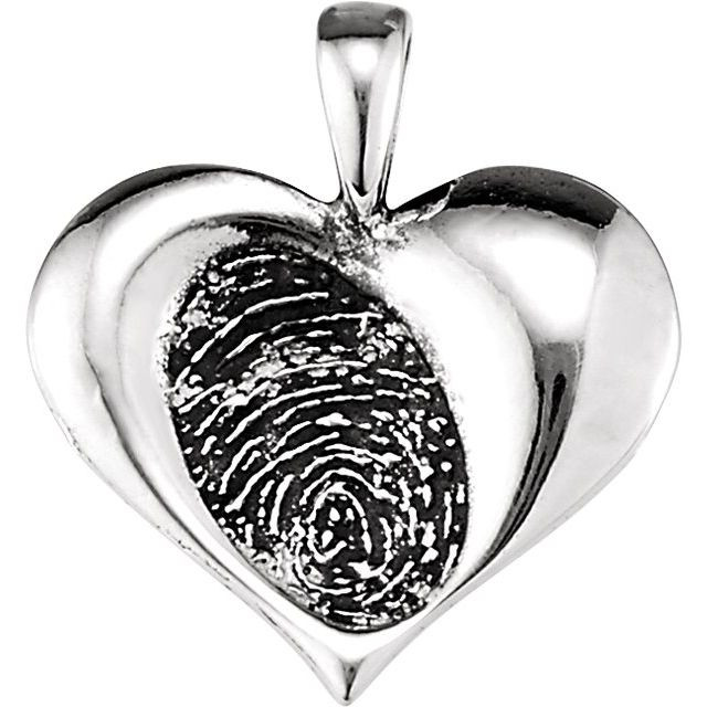 18.2×17.3 mm Medium Heartprint Pendant In Sterling Silver