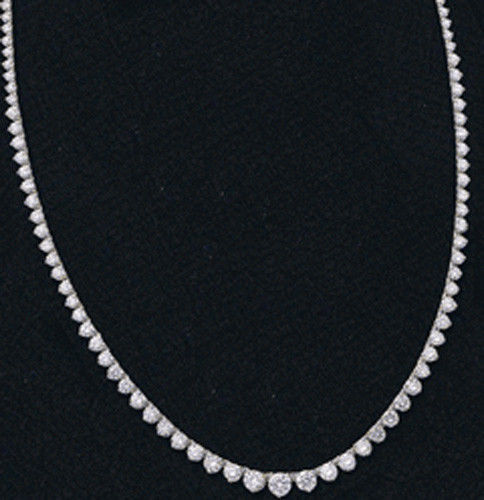 8.30 ct Diamond Riviera Graduated 14k White Gold Tennis Necklace F-G VS/SI1 GIA