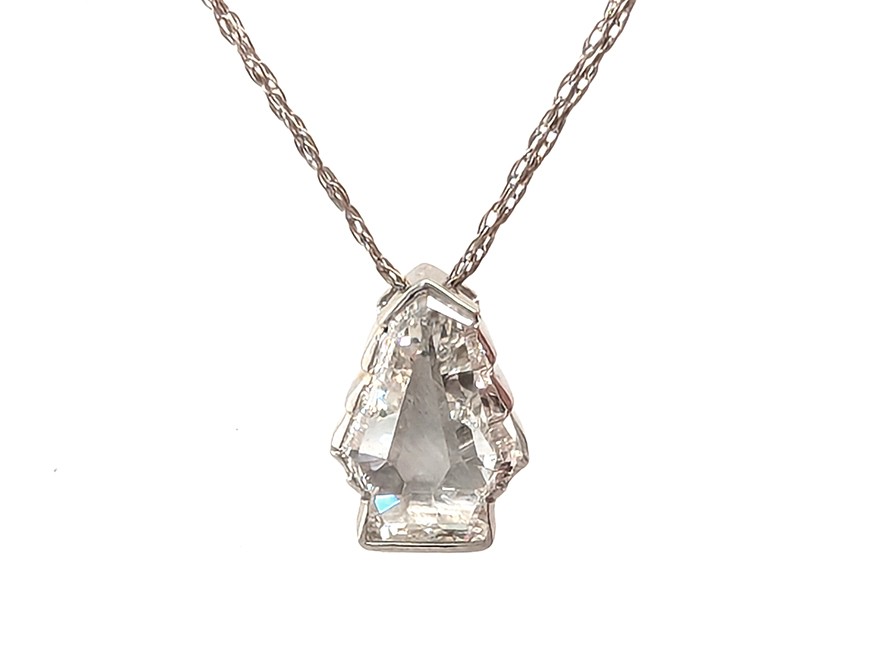 Cedar Tree Diamond Slide Pendant Custom Laser Cut F VS2 1.40ct Mined EGL 14K