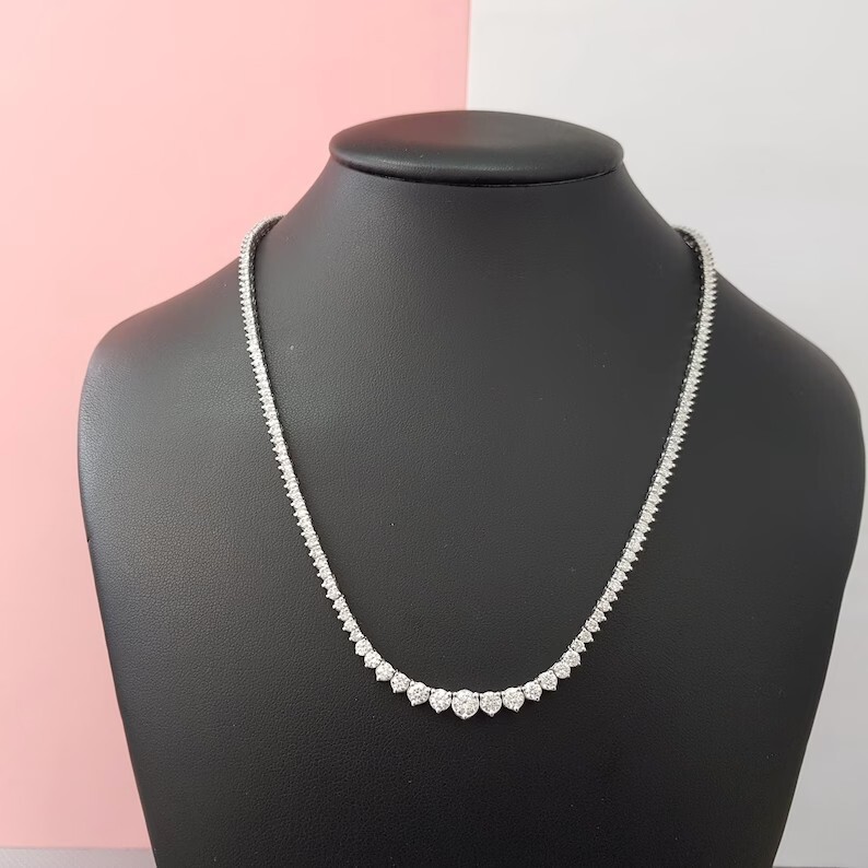 14k White Gold 6th Anniversary Necklace Genuine Cut Lab Grown Diamond DEF/VVS-VS