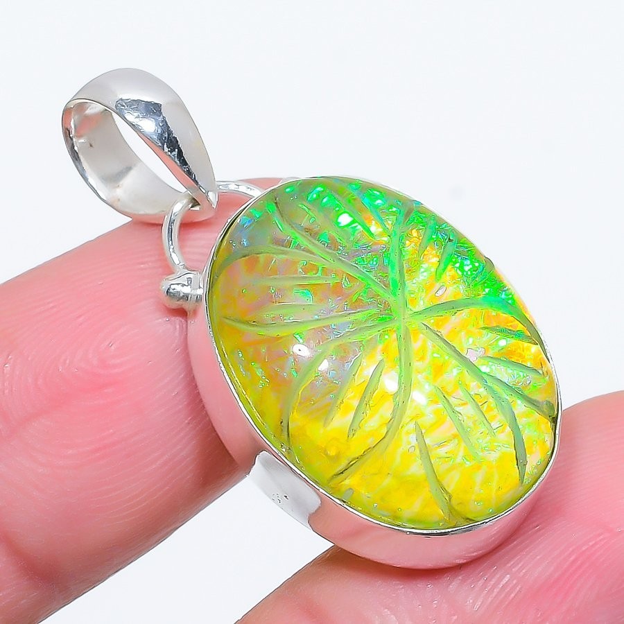 Triplet Opal Gemstone 925 SterilngSilver Jewelry Pendant Sz 1.4″ For Gift