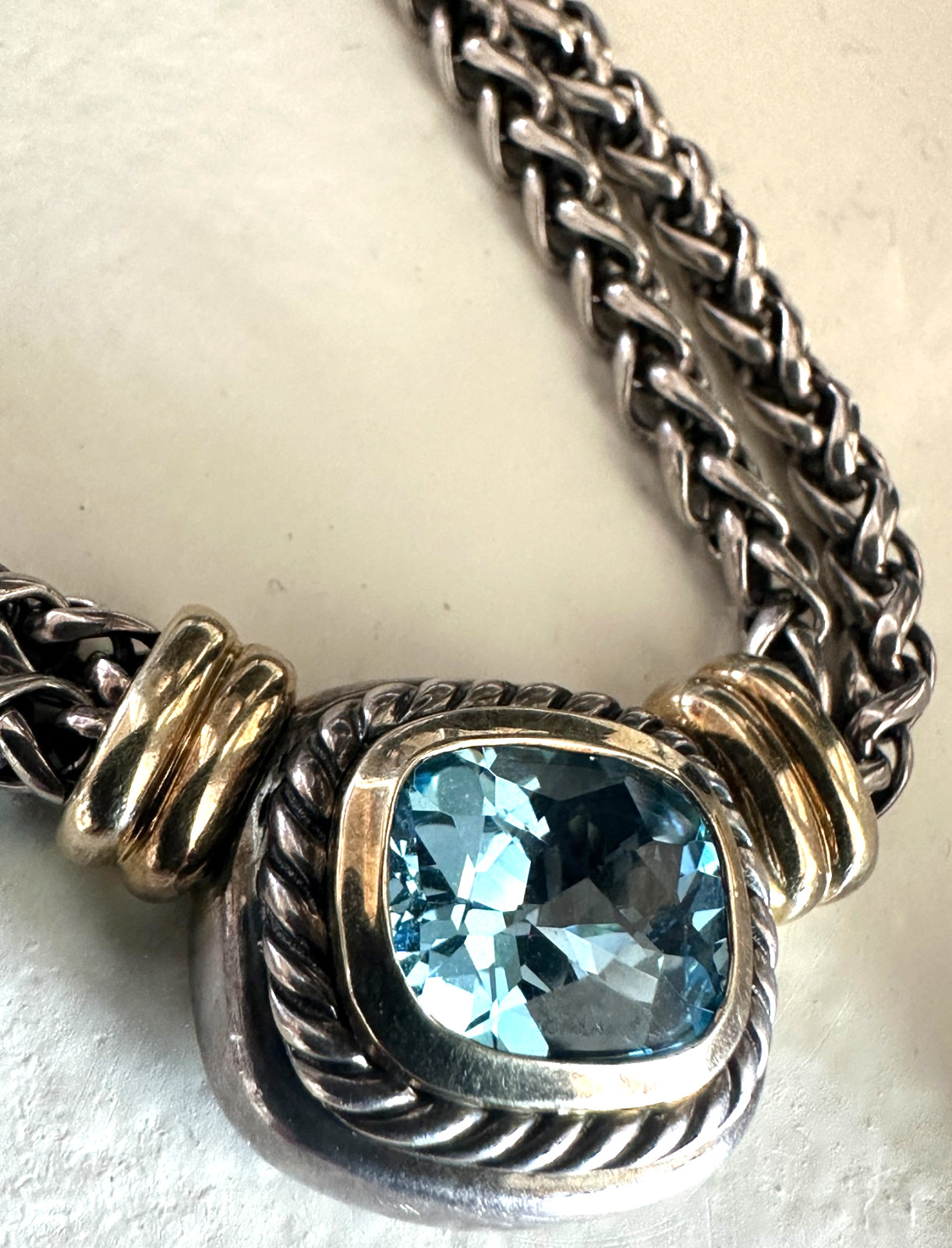 Authentic David Yurman Large Albion Blue Topaz 16″ Necklace