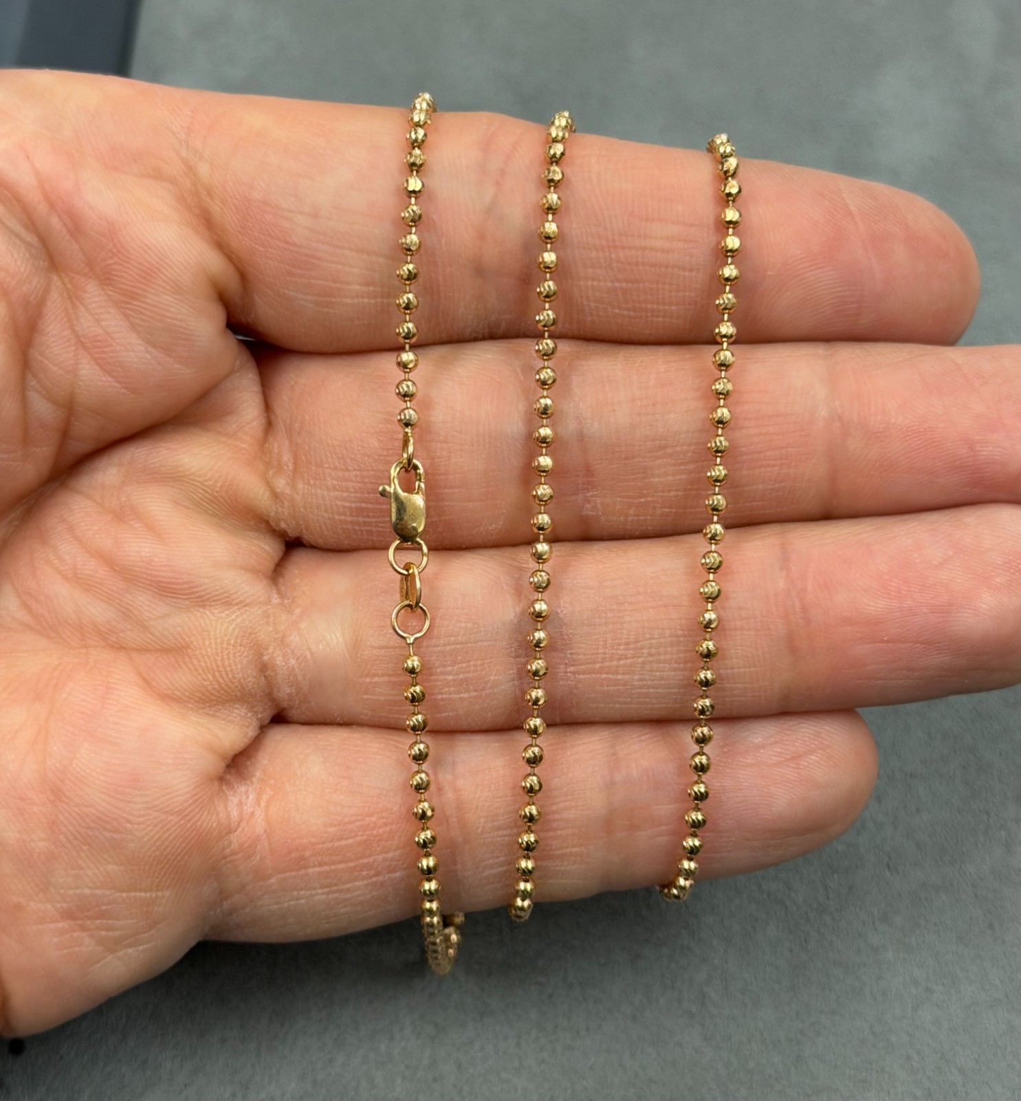 14k Rose Gold Solid 1.9mm Moon Cut Bead Chain 21” Inch – 6.90 Grams