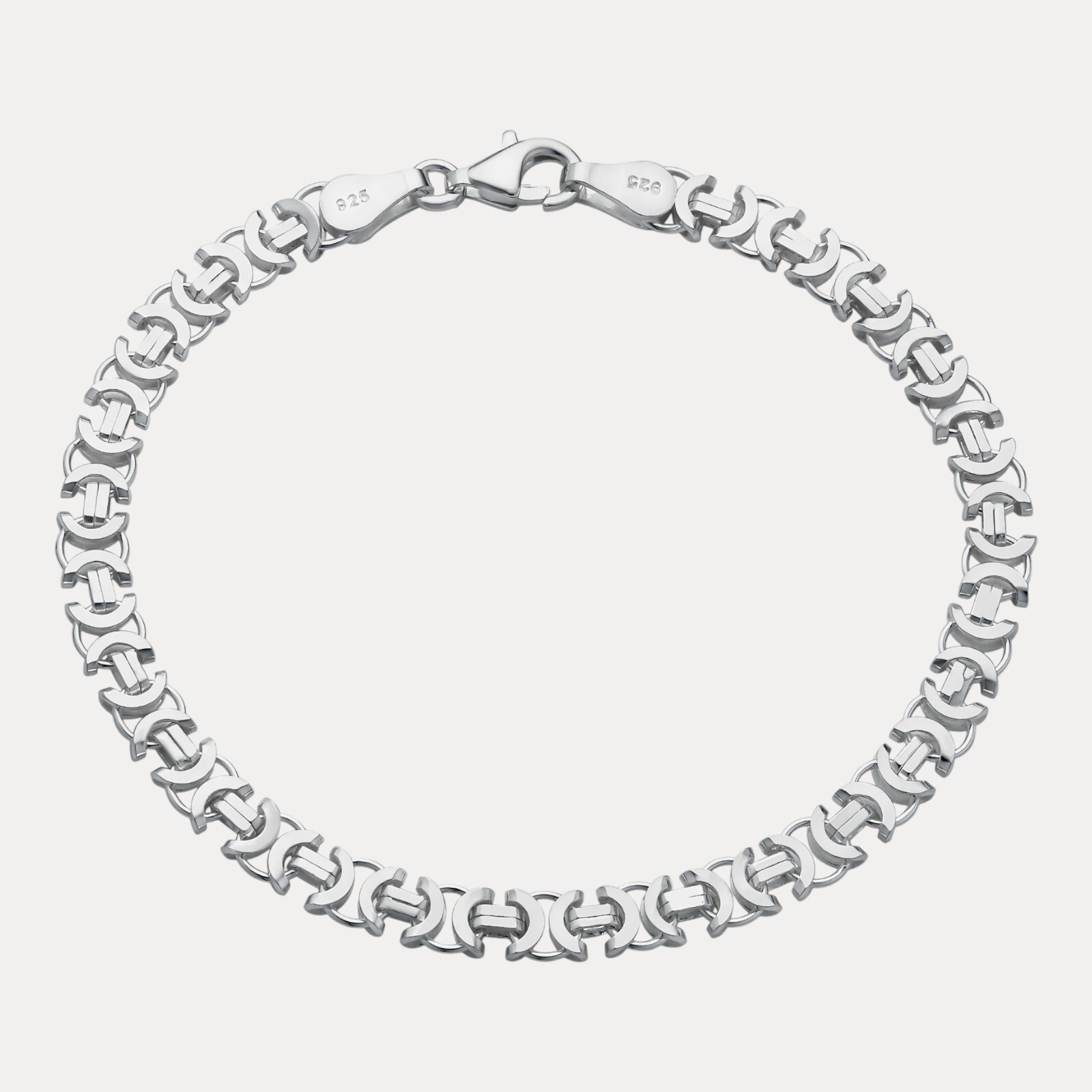 5mm Flat Byzantine Link Bracelet – Real Solid 925 Sterling Silver MADE IN ITALY