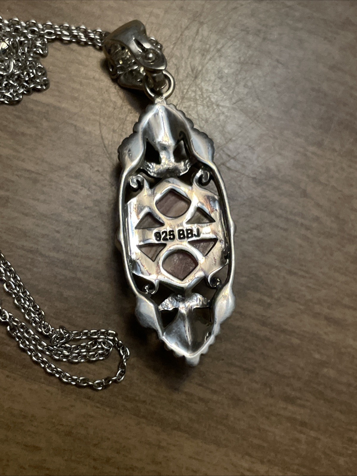 Rhodochrosite Sterling Silver Pendant Necklace