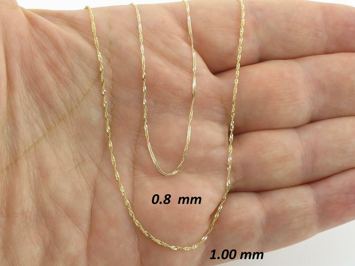 Singapore Chain 14k Yellow Gold 0.8 mm 1.0 mm 1.5 mm 1.7 mm 2.1 mm Available In