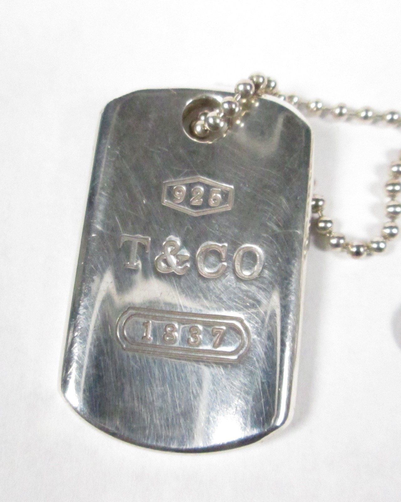 AUTHENTIC Tiffany & Co. ID Tag Pendant, 18 In Necklace & Pouch, RETIRED, 22.5 g