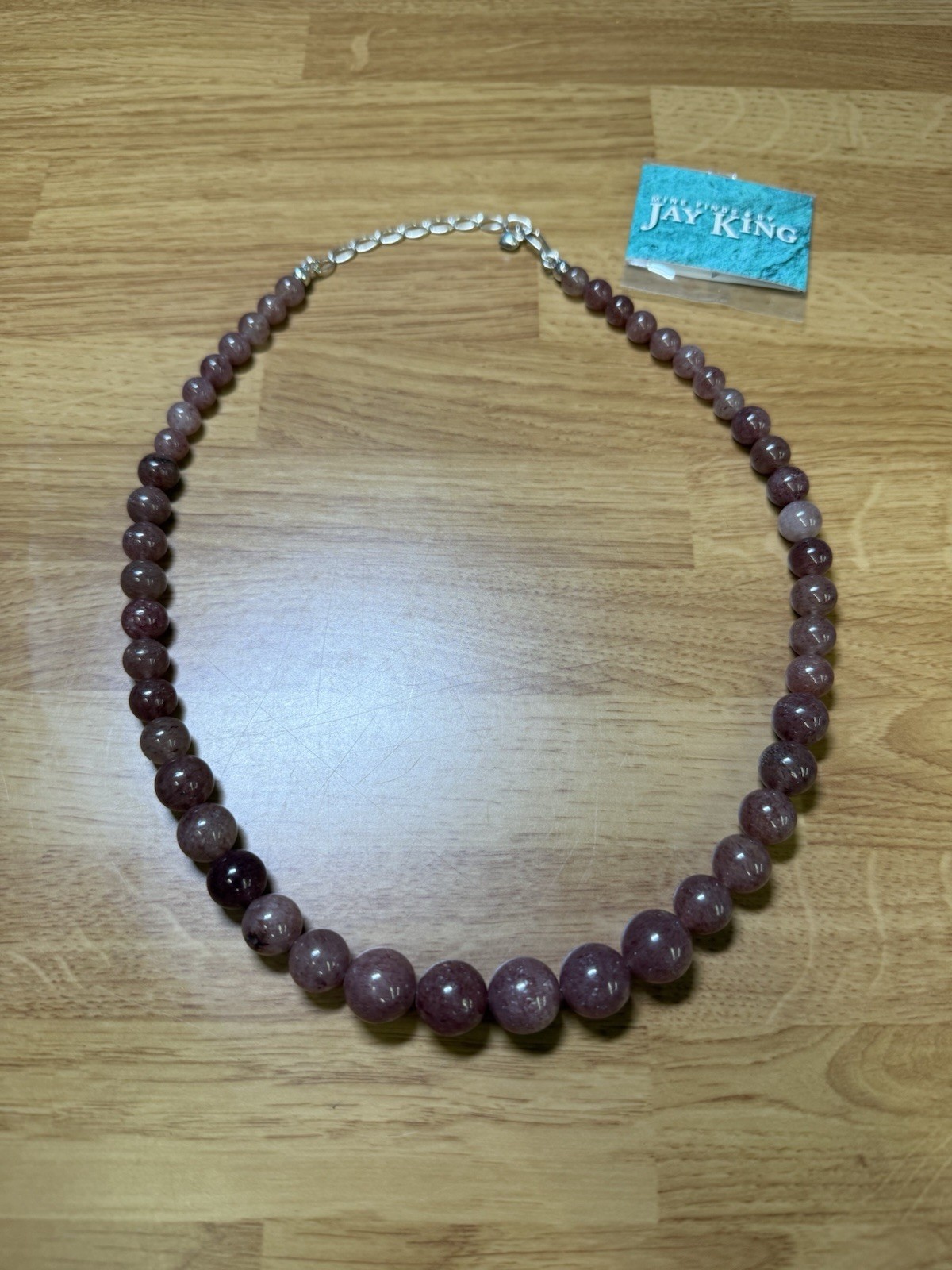 Jay King Natural Strawberry Quartz Sterling Silver Beaded Necklace 20” # 33