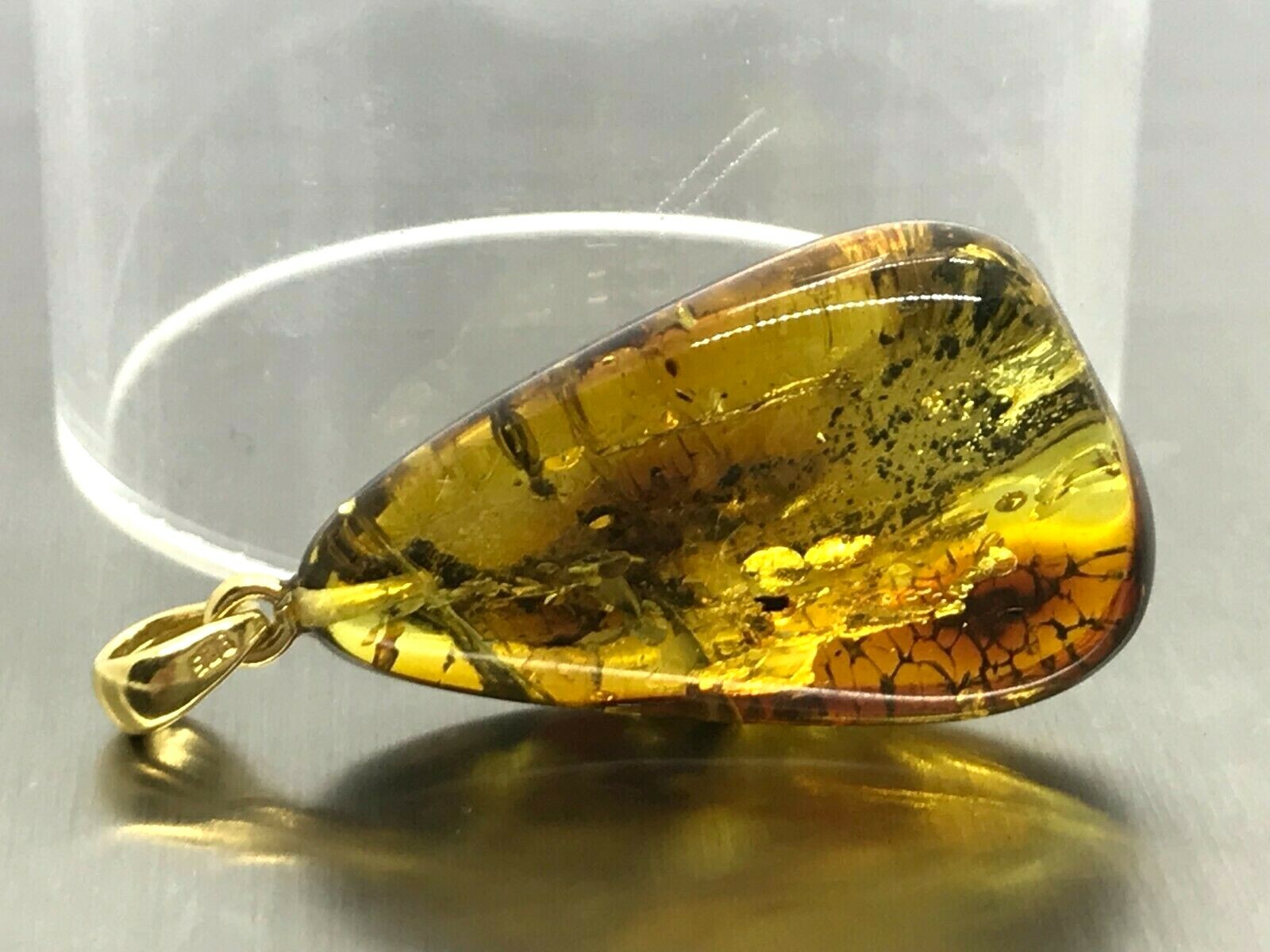 AMBER PENDANT Gift Ladies Natural BALTIC AMBER Unique Glossy Gem Stone 4g 15945
