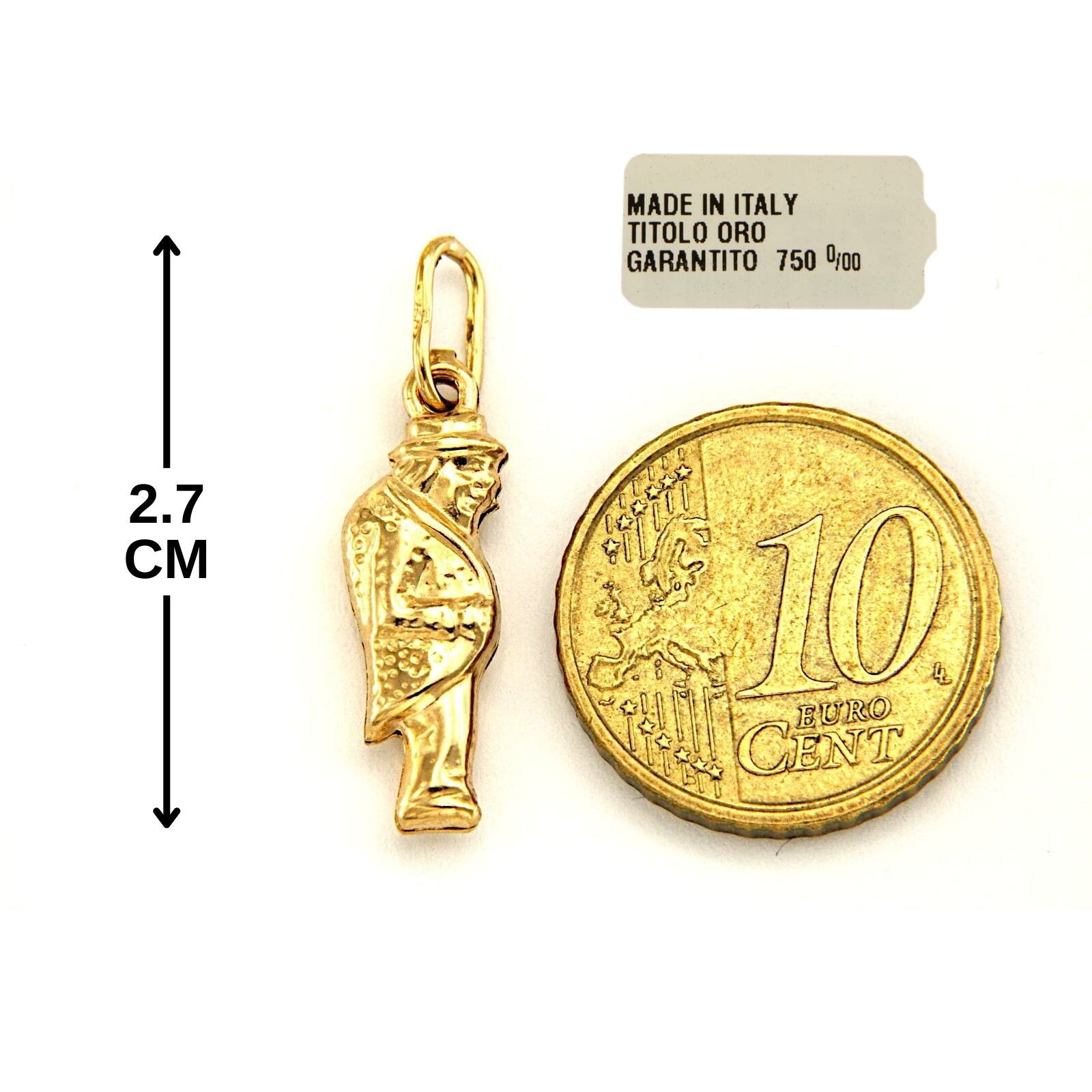 18k 750 Yellow GOLD Gobbo Hunchback Good Luck Lucky Italy Italian Pendant Charm