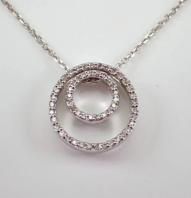 0.50 Ct Round Lab Created Diamond Double Circle Pendant 14K White Gold Plated