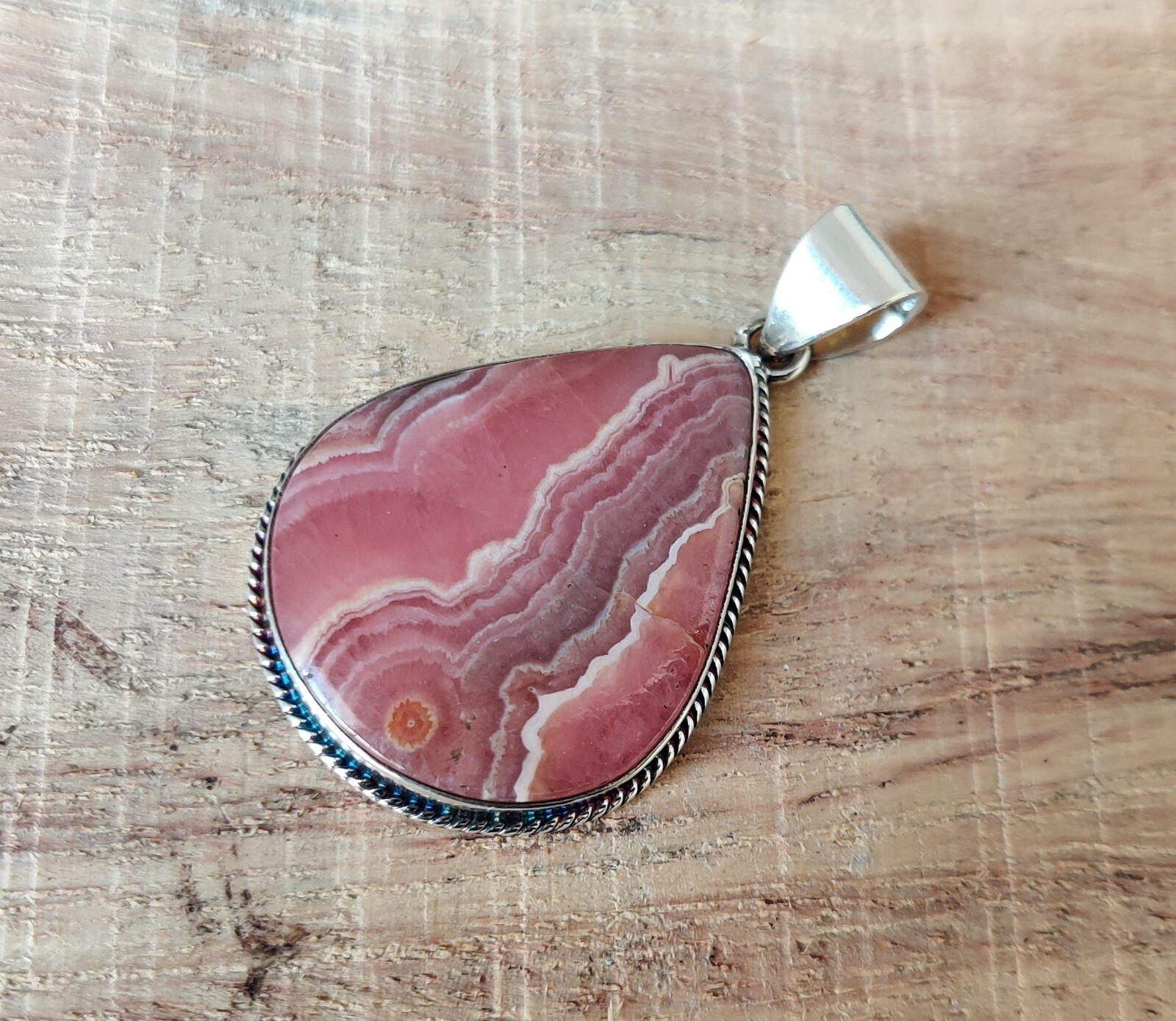Natural rhodochrosite Gemstone Solid925 Sterling Silver Beautiful Pendent SR1241