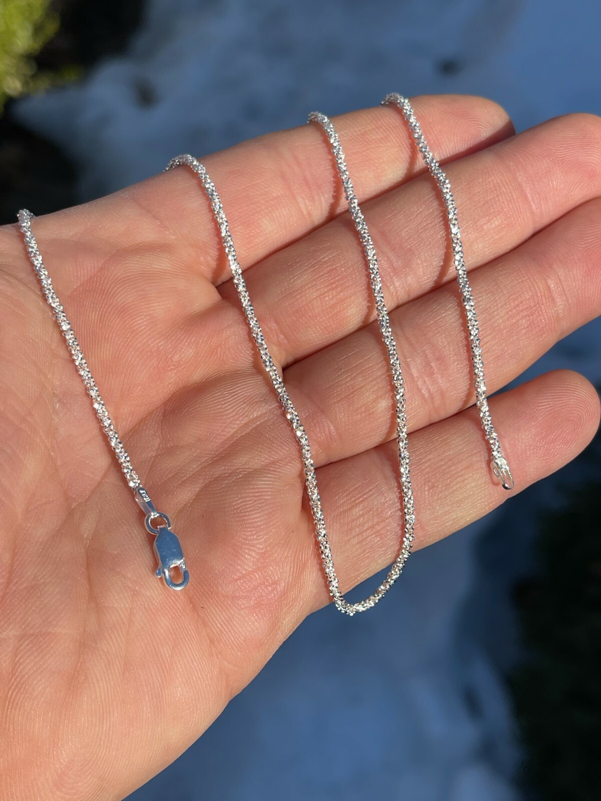 Cadena Rope Diamond Cut Plata Esterlina 925 Real Brillo Hombre Mujer 1mm-3mm