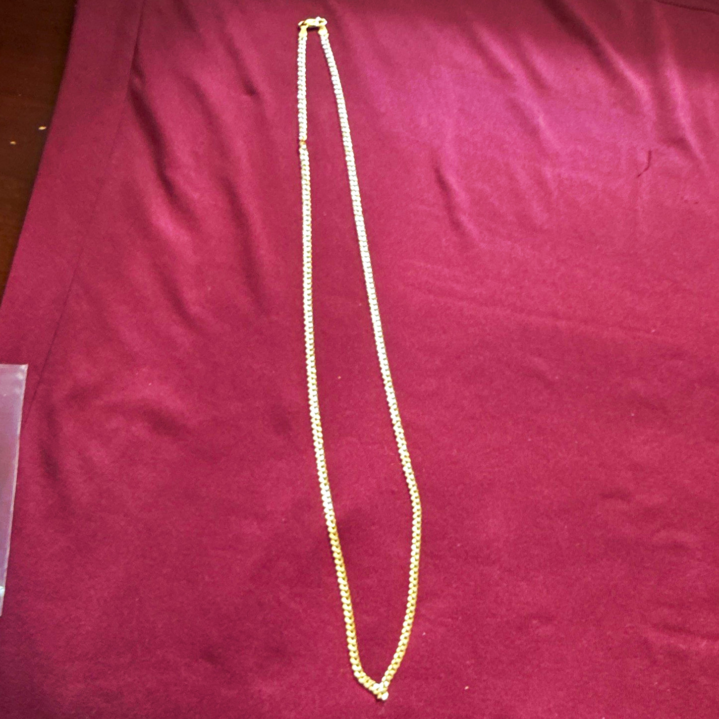 Yellow Gold Curb Link Chain Necklace Lobster Clasp Signed No Stone Gold