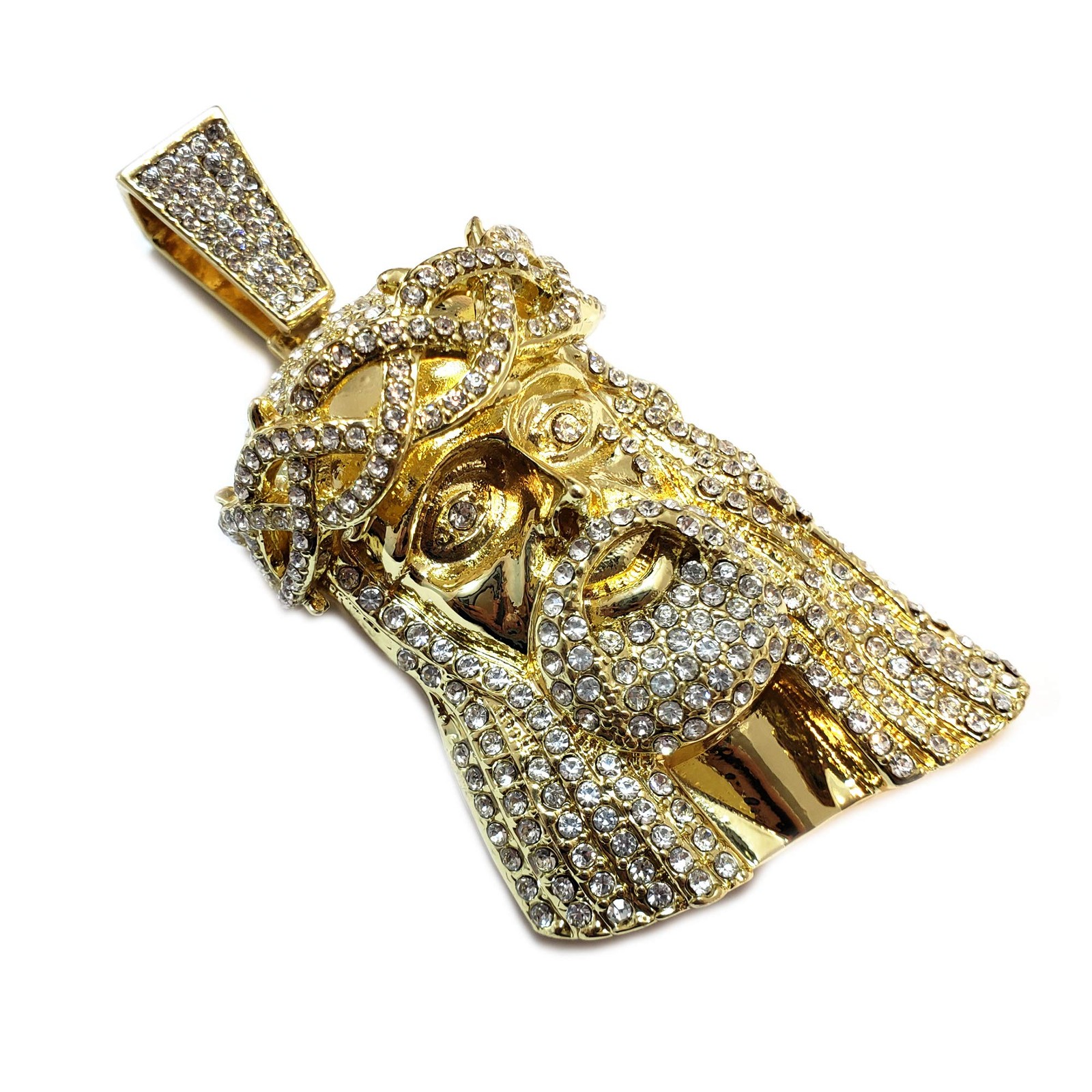 Hip Hop Iced Lab Diamond Gold plated Large Jesus Head Pendant
