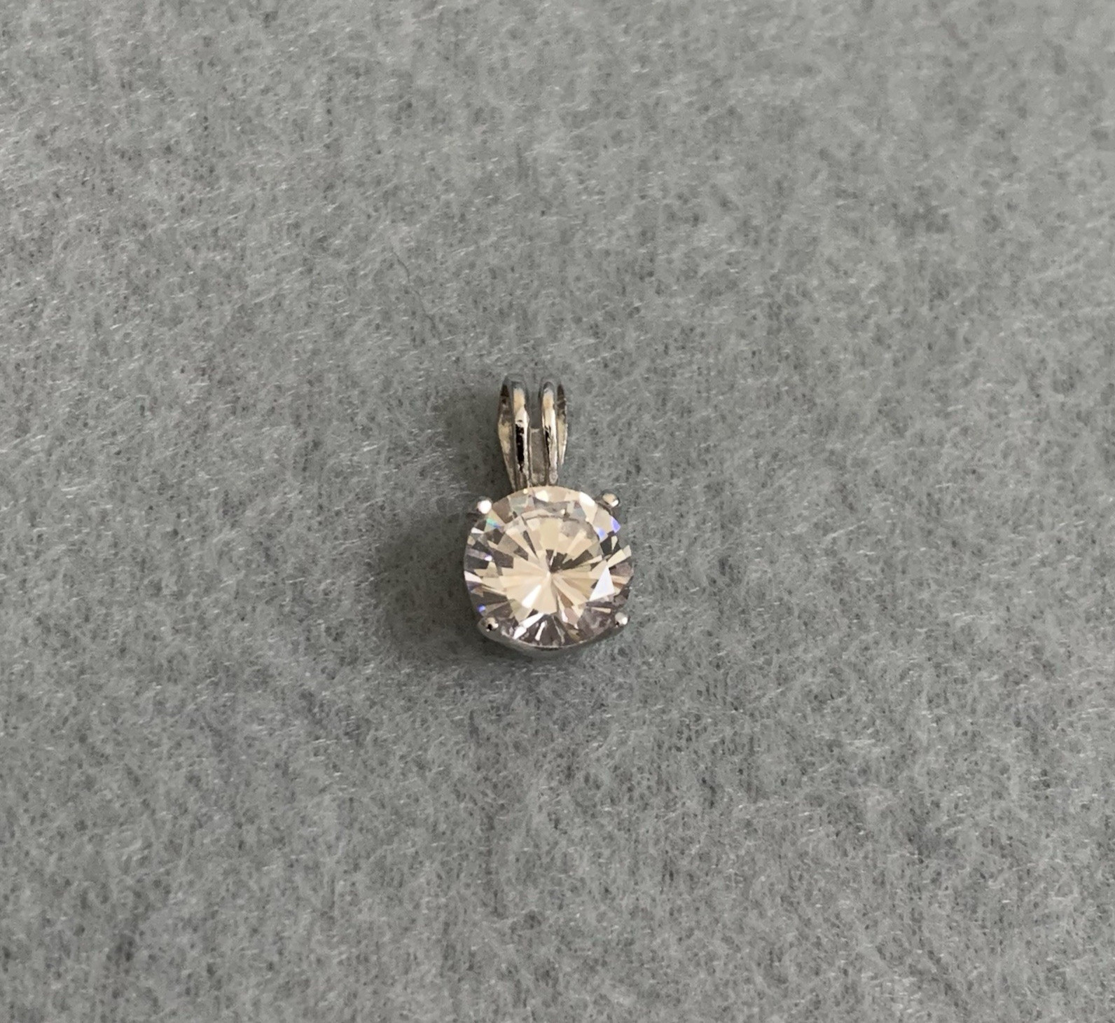 925 FAS Sterling Silver Solitaire Pendant Round Cut Clear CZ Minimalist Charm