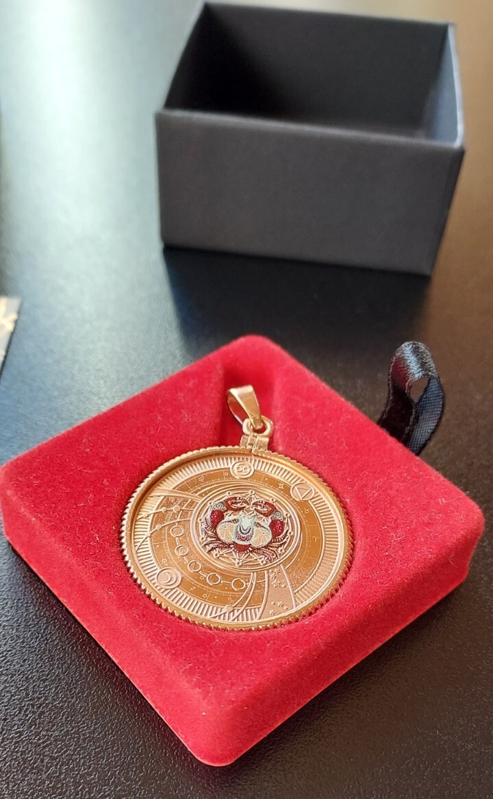 2021 Zodiac Silver Coin Pendant .999 Fine Silver | Rose Gold Bezel | COA 1 /999