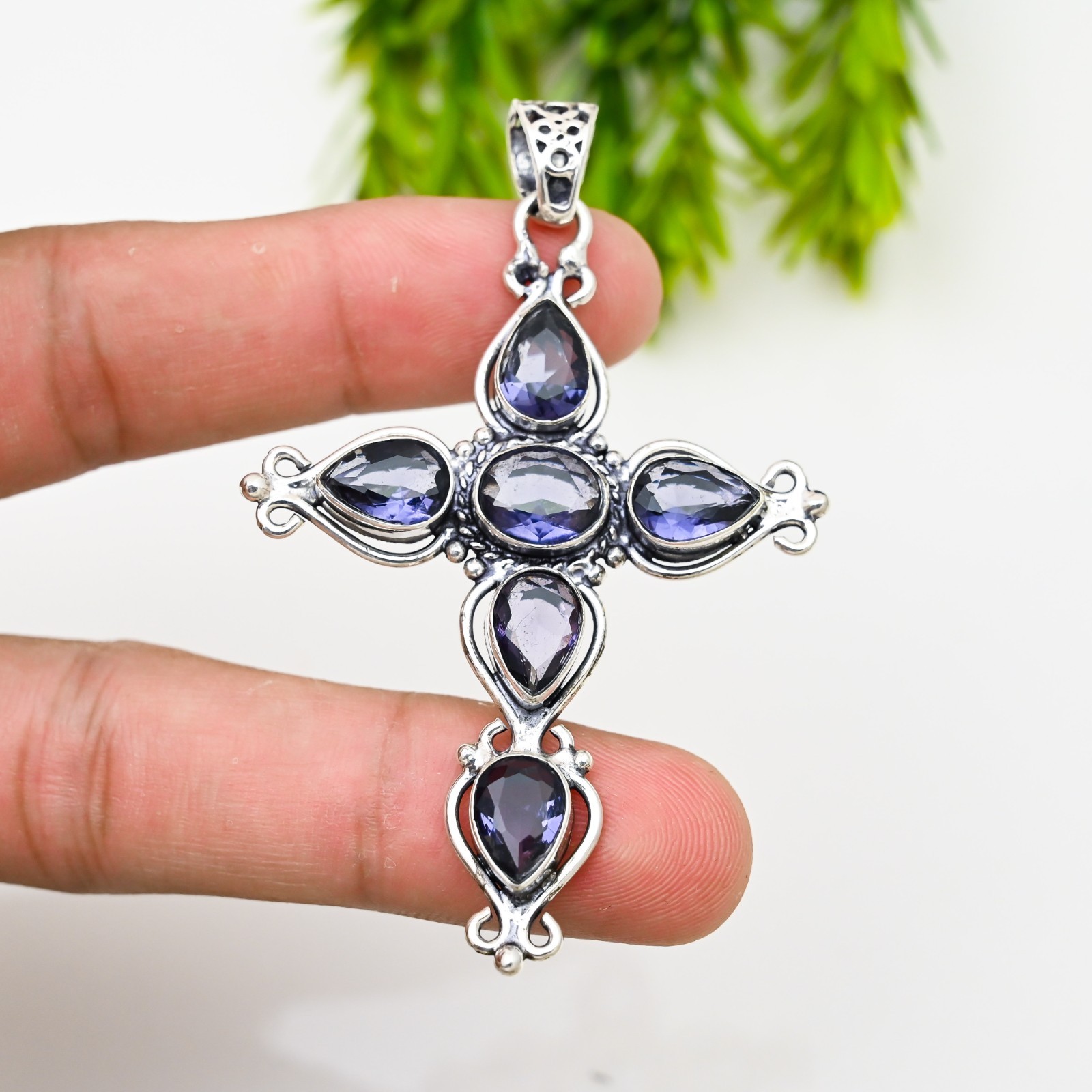 Iolite Gemstone Handmade 925 Sterling Silver Jewelry Pendant Gift For Love