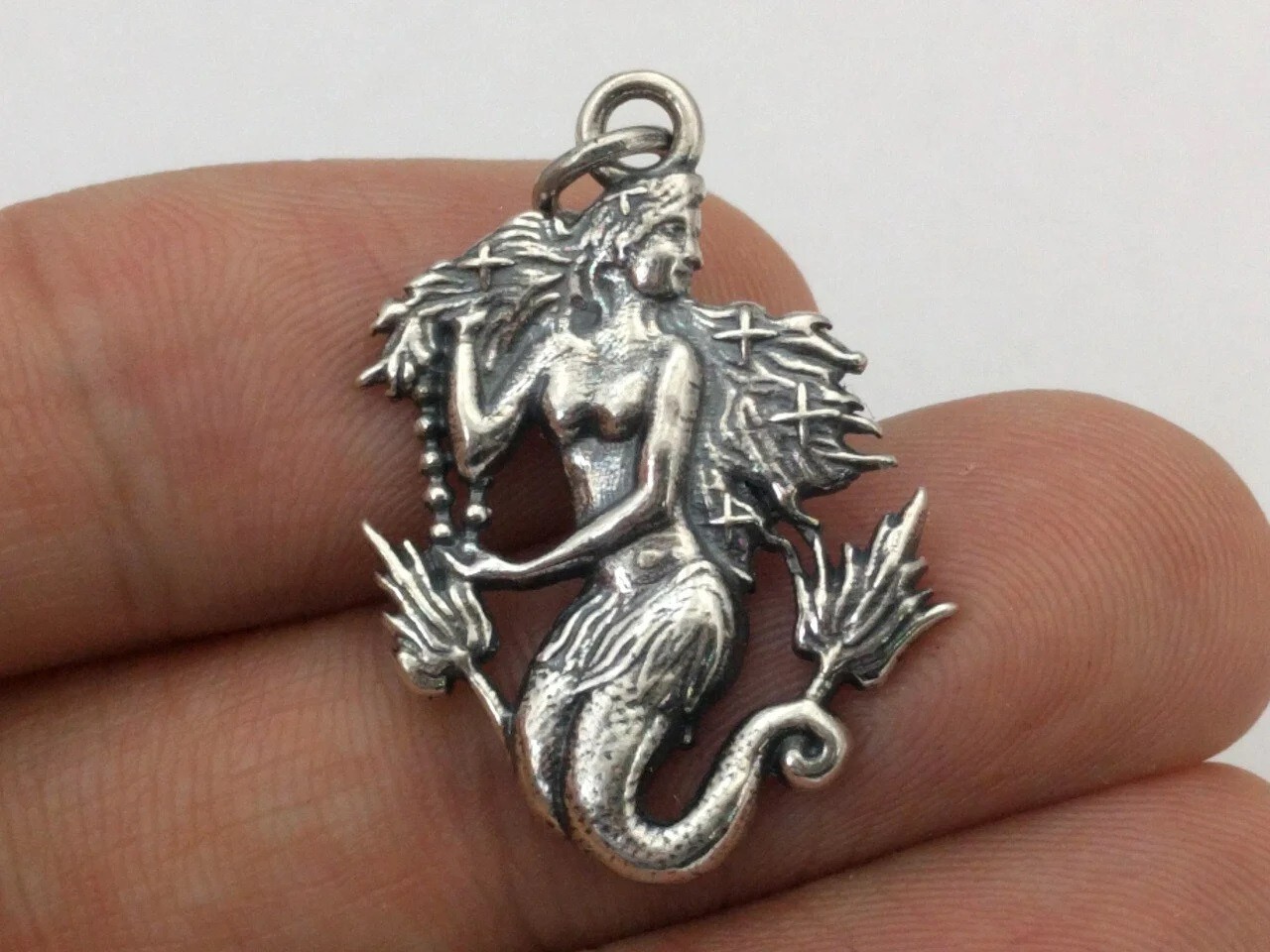 Melusine 925 Sterling Silver Virgo Mermaid Zodiac Birthday Gift Pendant Charm