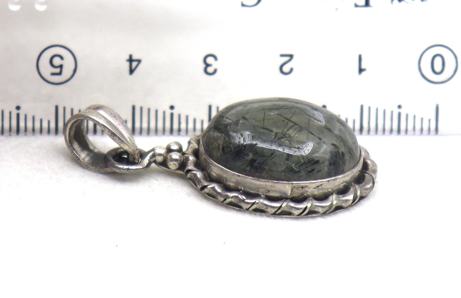 Natural Rutile Quartz Gray Color Gemstone 925 Sterling Silver Pendant 8.010 G