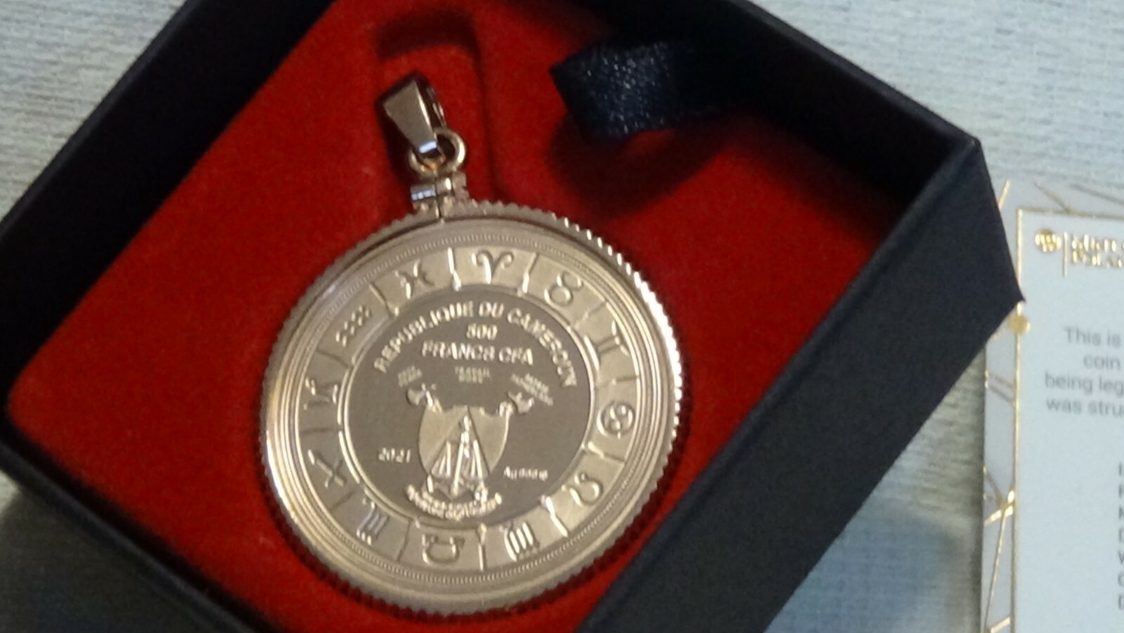 2021 Zodiac Silver Coin Pendant .999 Fine Silver | Rose Gold Bezel | COA 1 /999