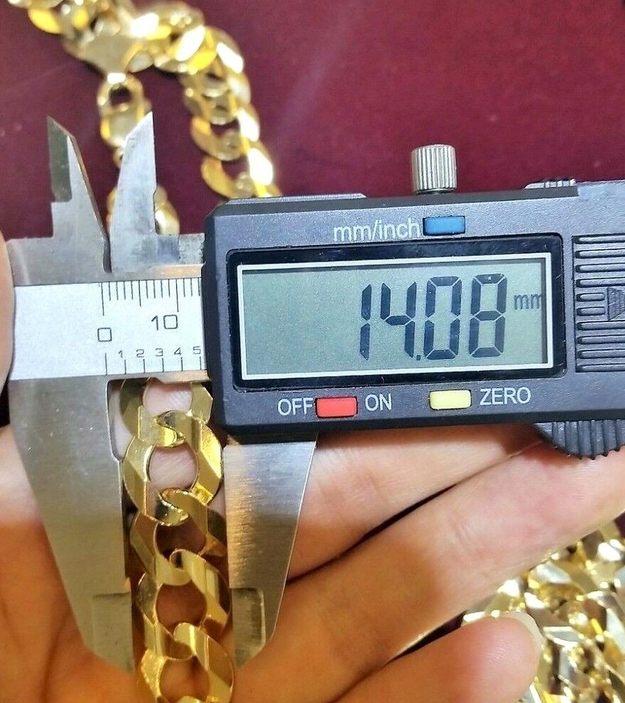 10K Solid Gold Cuban Link Chain Necklace Bracelet Men Women 2.5mm~14mm 7″~30″