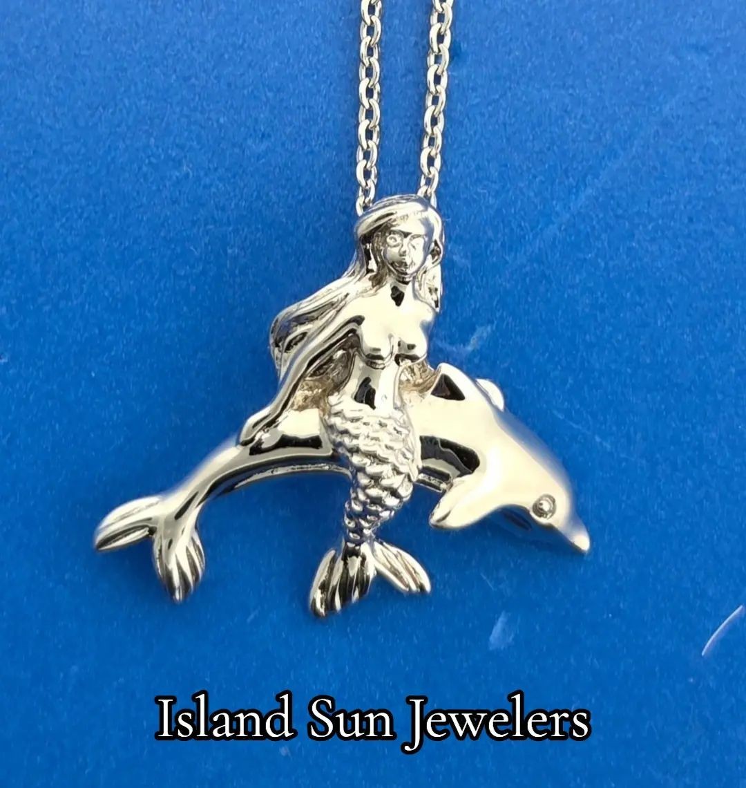 Alamea Mermaid Dolphin Pendant, Sterling Silver