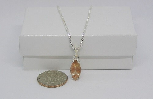Faceted Marquise Oregon Sunstone Necklace Set in S/S, 1.75 Carats, 20″ Chain