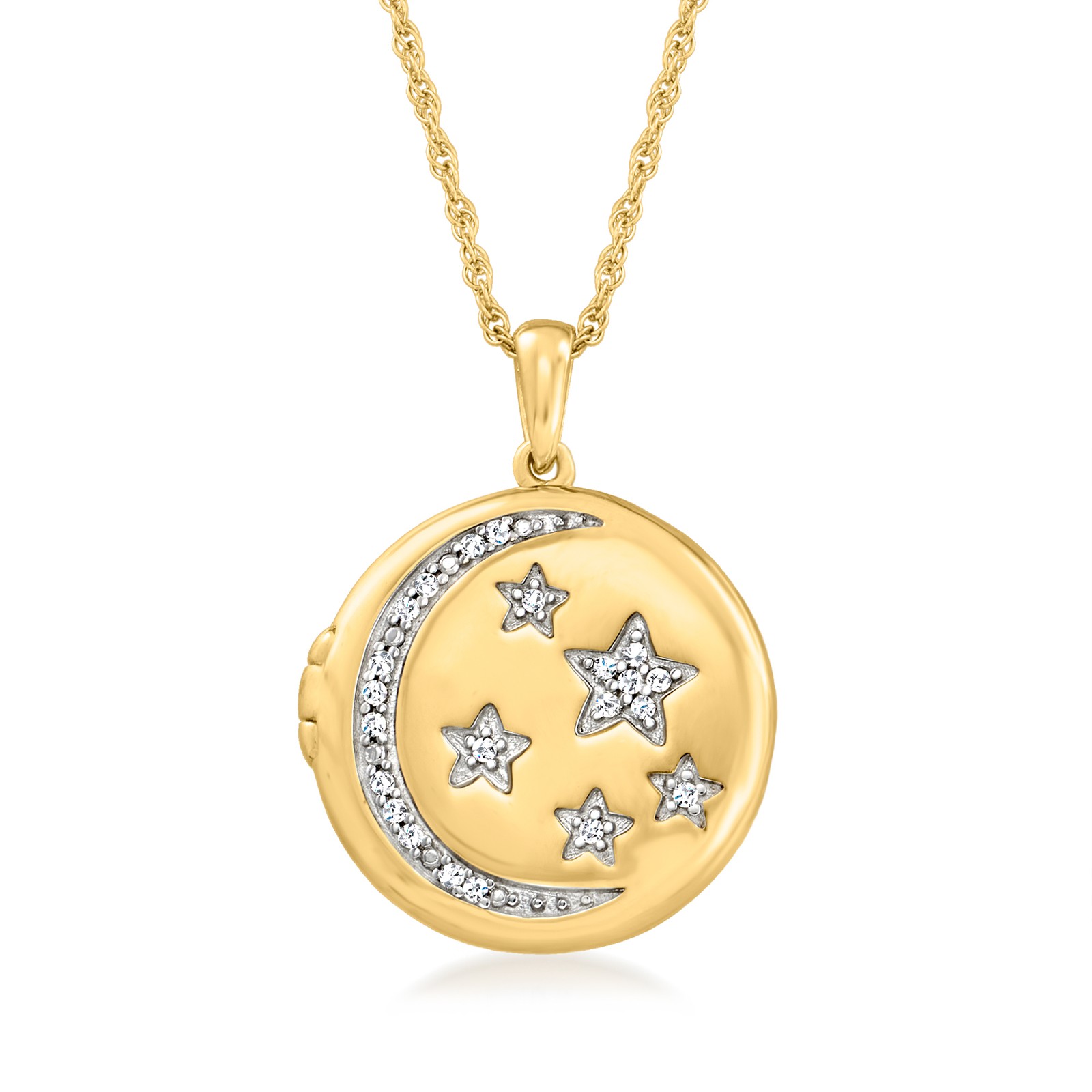 Ross-Simons Diamond Celestial Locket Ncklc in 18k Gold Plate 18 inches