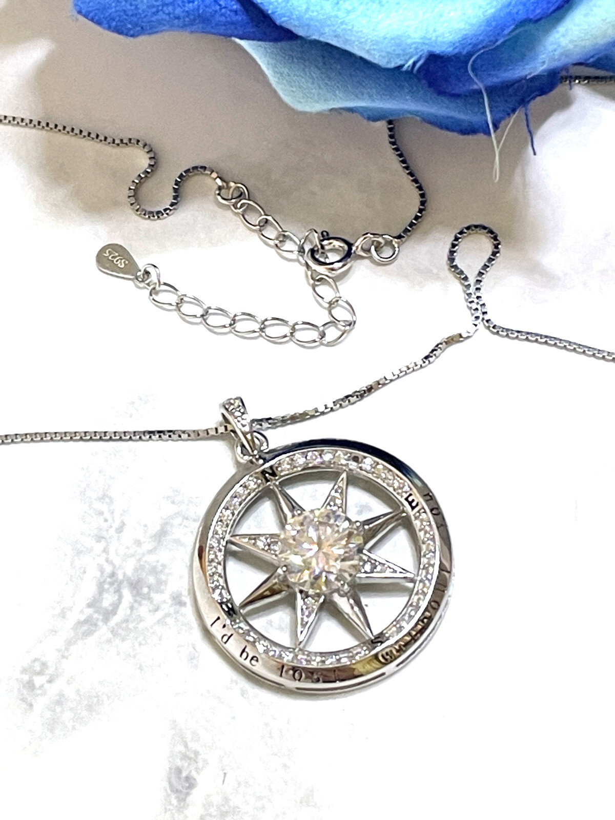 2 carat Diamond Solitaire Necklace 1.5ct Diamond Compass Pendant Birthday 3.5ctw