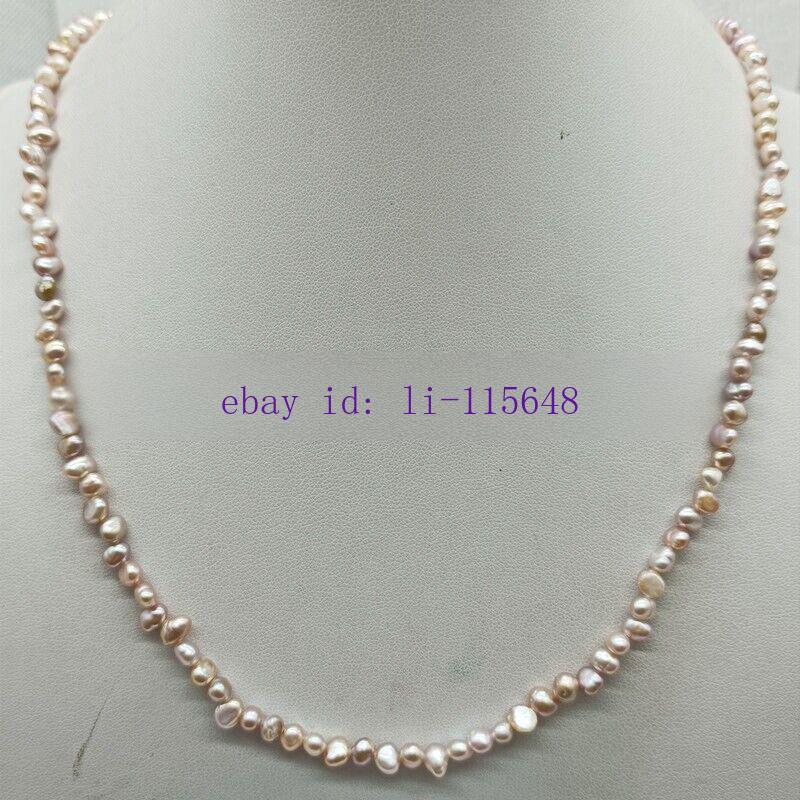 4-5mm Natural Purple Freshwater Cultured Pearl Necklace 14-36″Elegant Gift Women