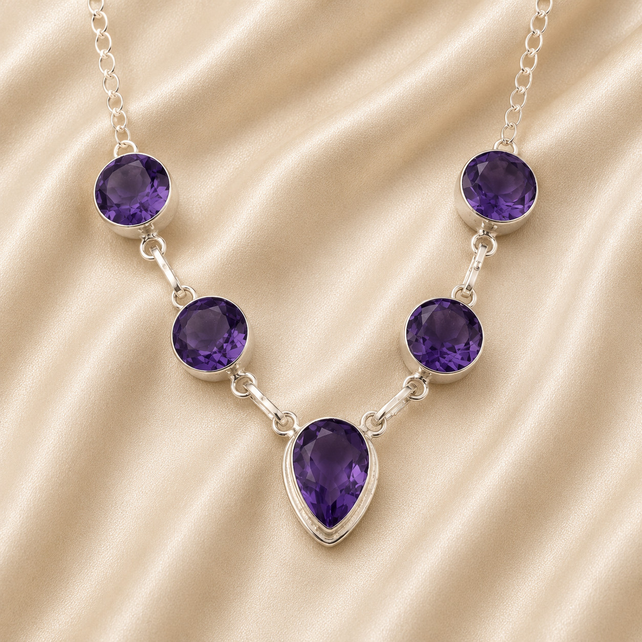 Iolite Gemstone 925 Serling Silver Partywear Chain Necklace16-18″ Gift For Women