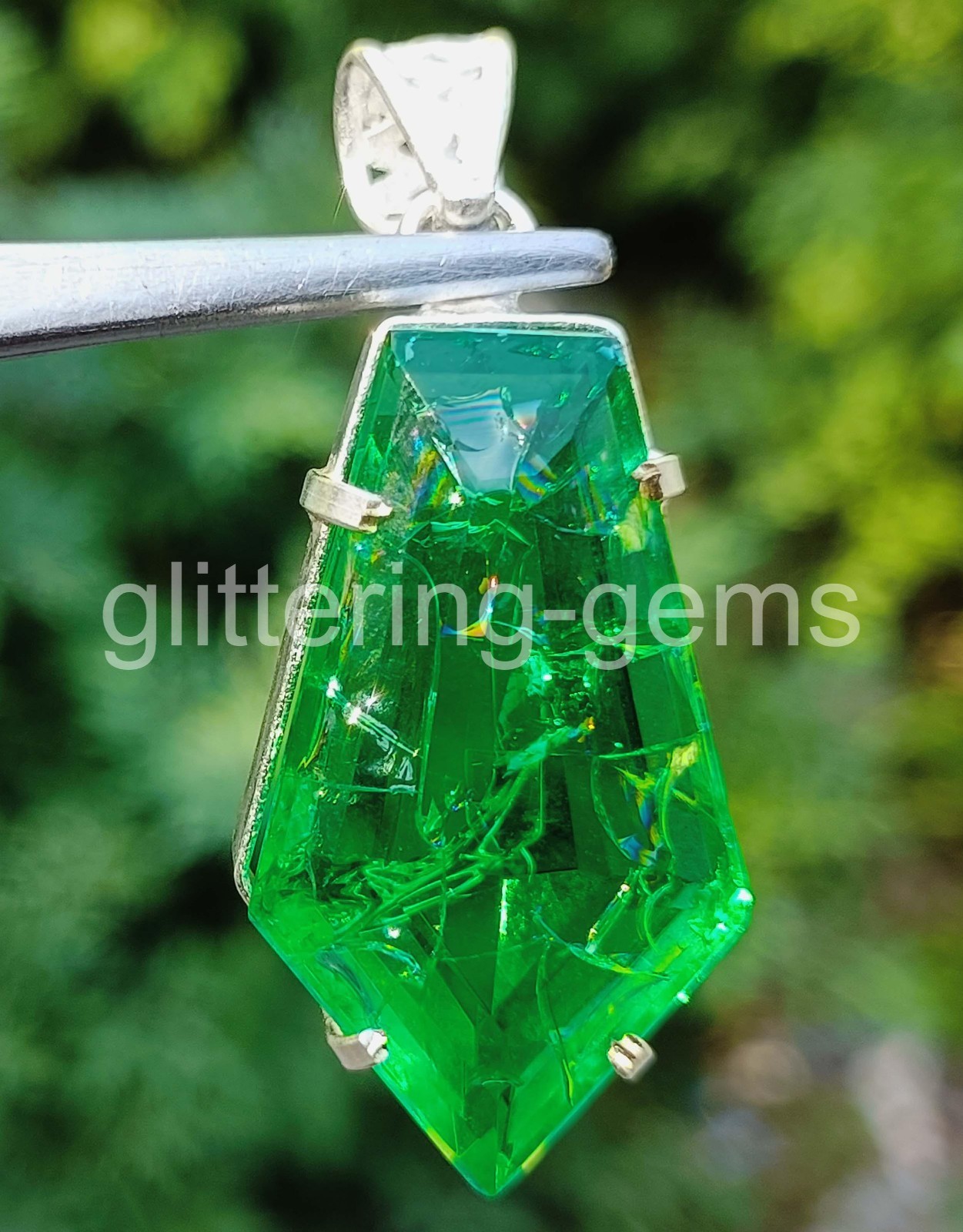 54.40 Ct Natural Green Emerald Pendant Fancy Shape IGL Certified 925 Silver 6AHQ