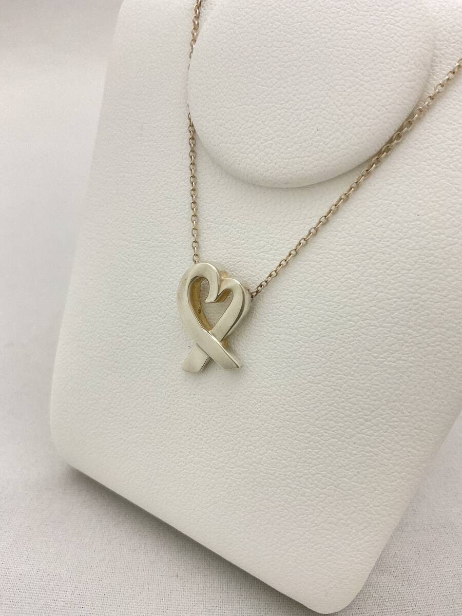 Authentic TIFFANY & Co Loving Heart Pendant Necklace Silver 925 Charm 17.3 in