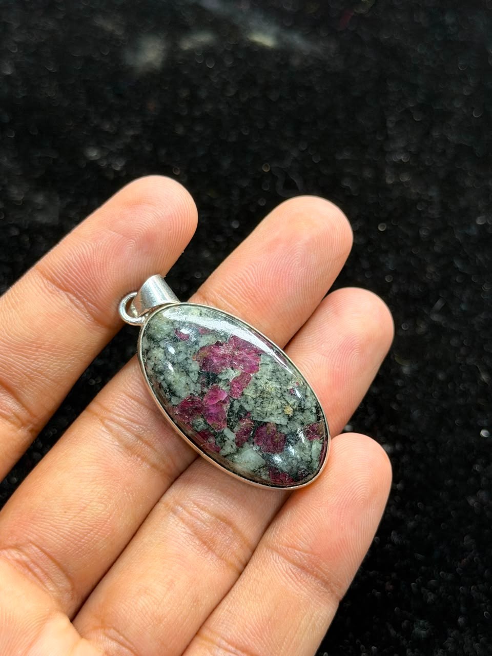 Natural Ruby Zoisite 925 Sterling Silver Pendant Handmade Jewelry