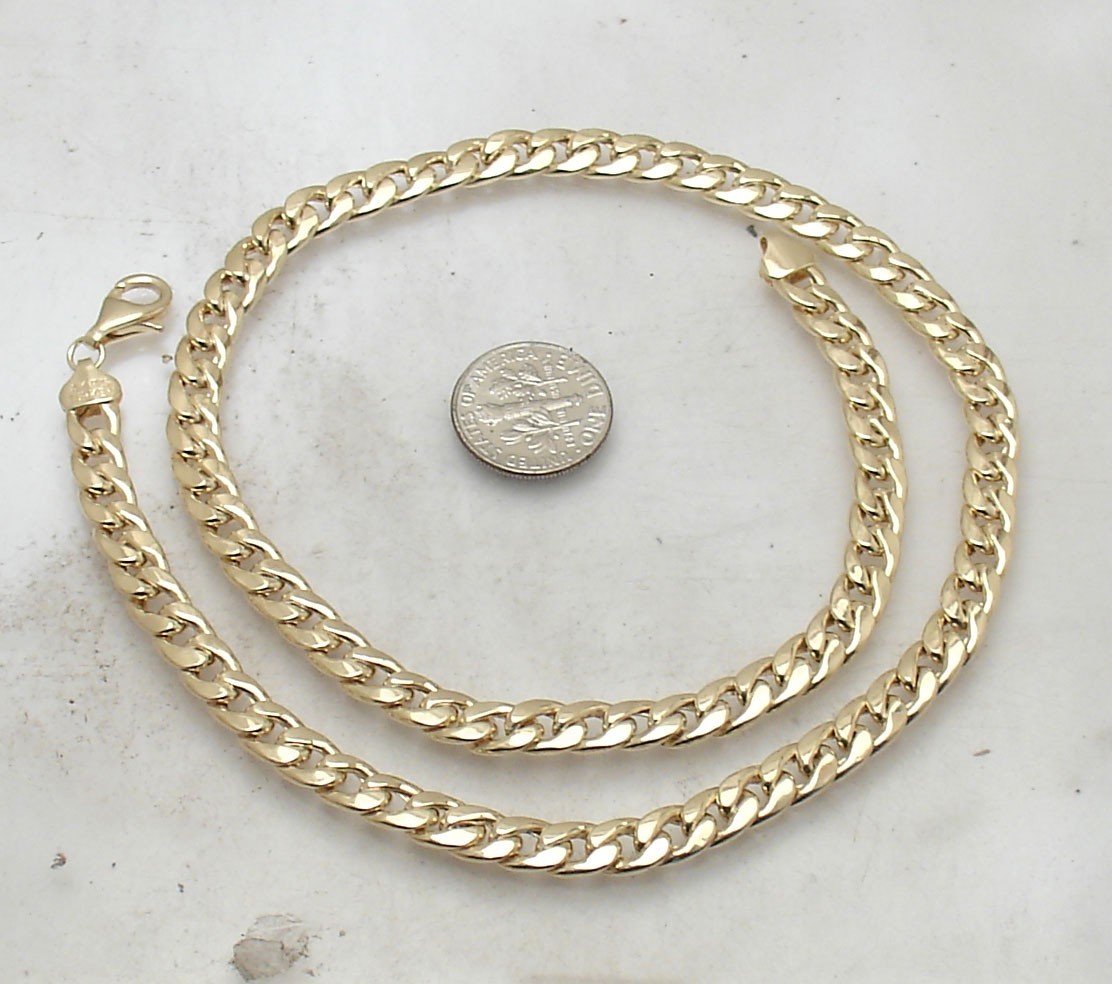 18″ Technibond Miami Cuban Chain Necklace 14K Yellow Gold Plated Sterling Silver