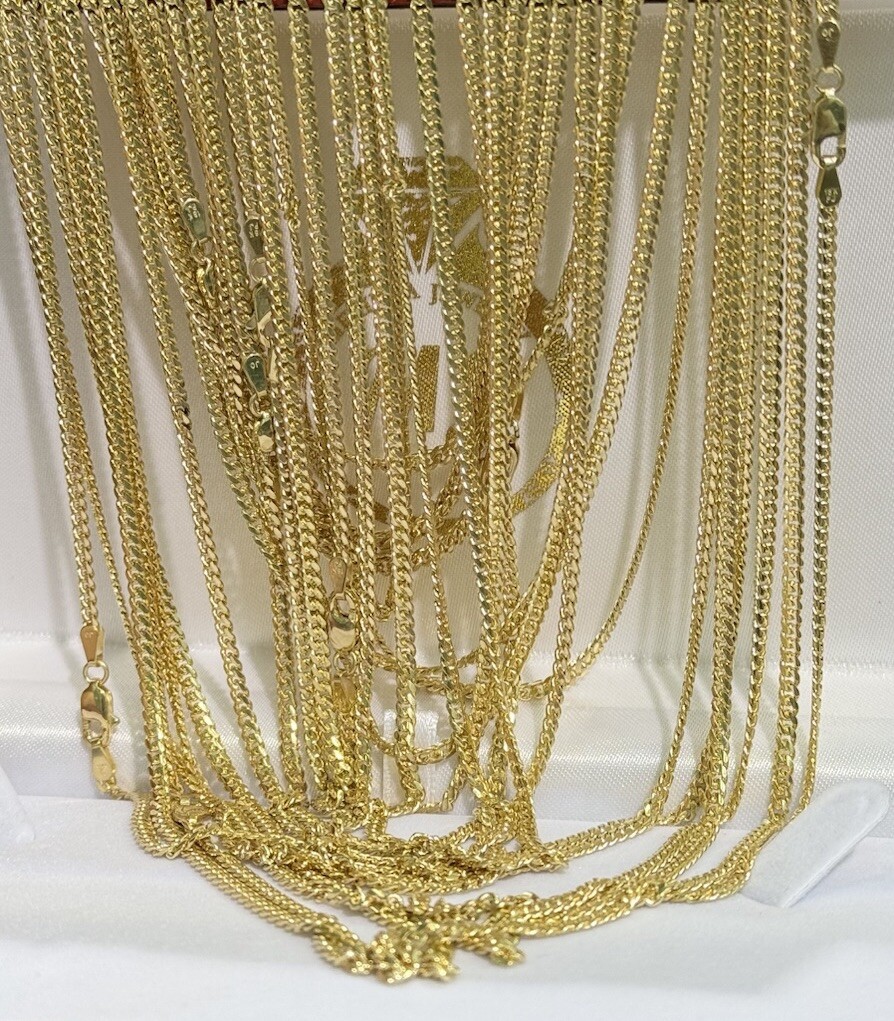 18k Solid Yellow Gold Miami Cuban Link Solid Chain Necklace, 18”. 2.7MM