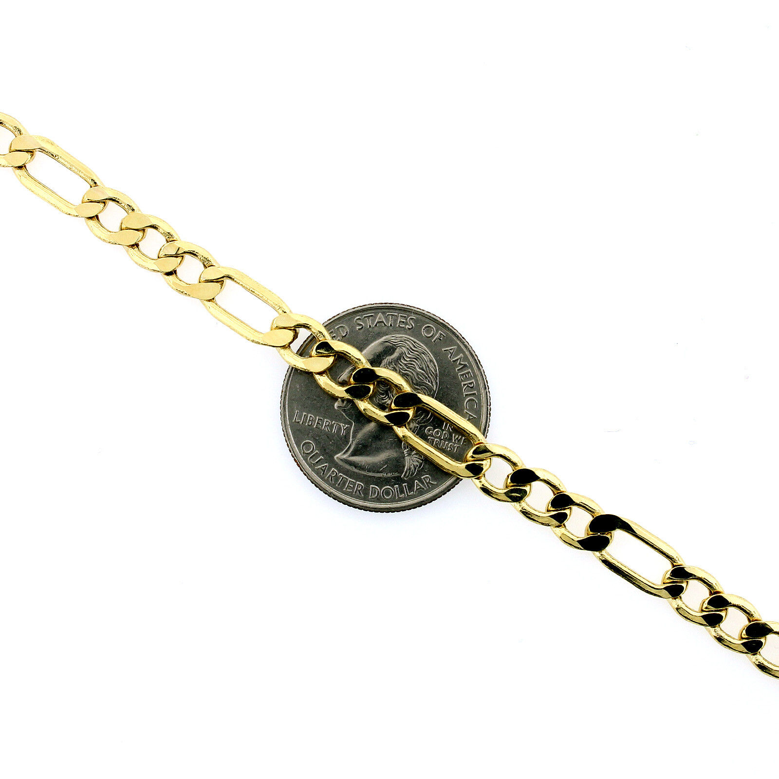 10K Yellow Gold 2mm-6.5mm Figaro Chain Link Pendant Necklace Bracelet 7″ – 30″