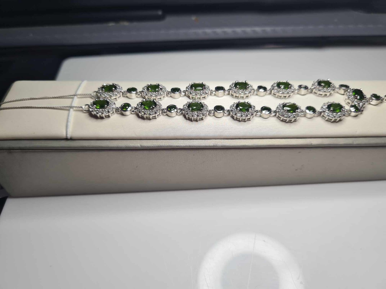14.63ct Natural Russian Diopside & Natural Zircon Necklace in Sterling Silver