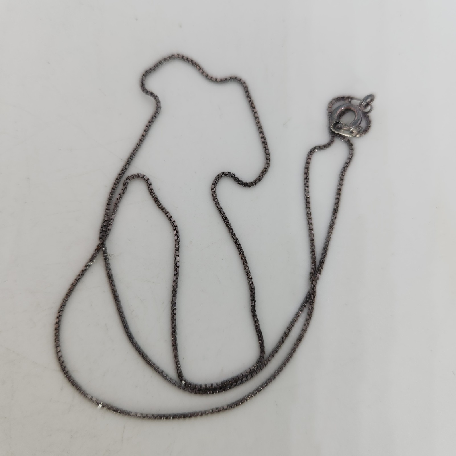 Vintage 925 Italy Sterling Silver Dainty Thin Box Chain Necklace 18″