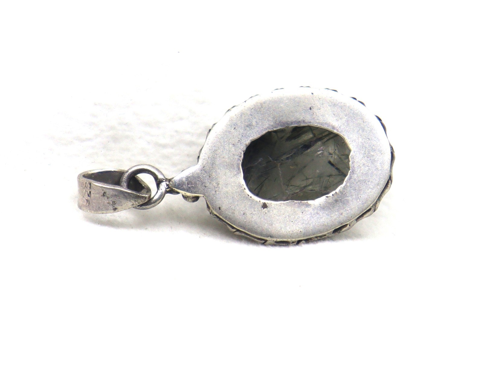 Natural Rutile Quartz Gray Color Gemstone 925 Sterling Silver Pendant 8.010 G