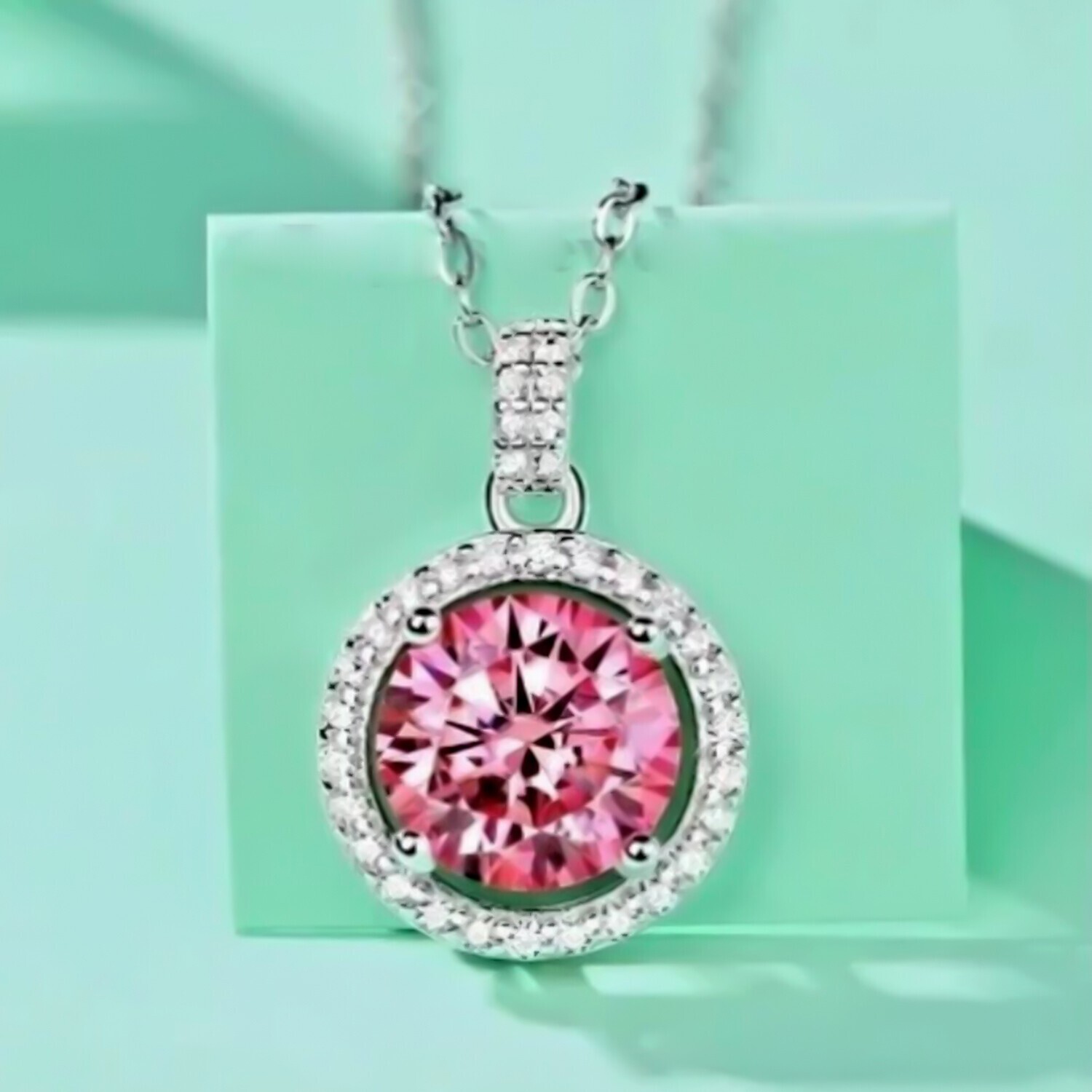 2.50Ct Certified Pink Diamond Pendant in 925 Silver Romantic Gift for Birthday