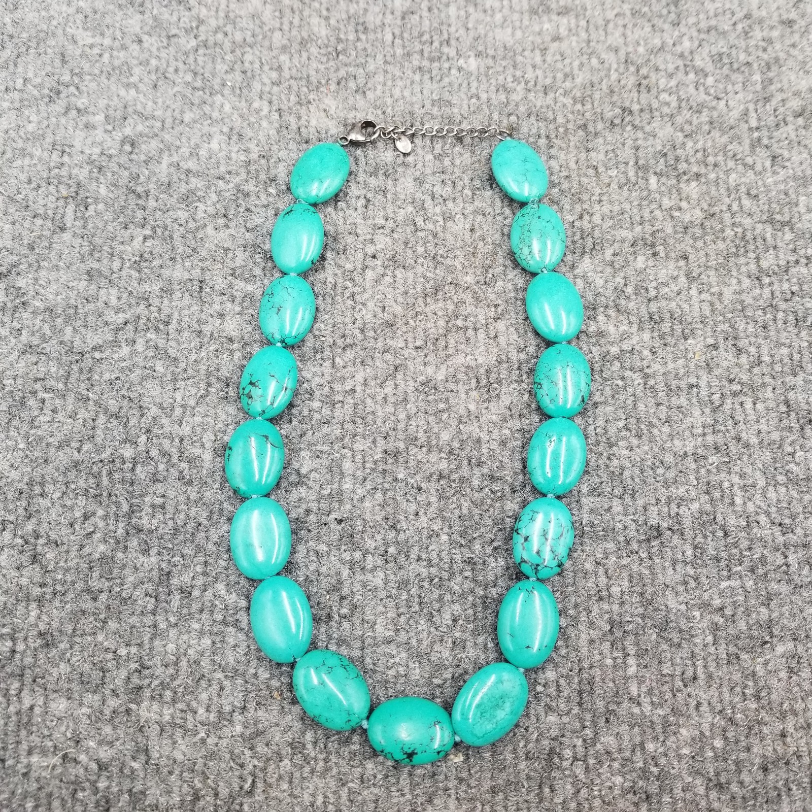 Lucas Lameth Necklace LUC Sterling Silver & Turqoise Howlite STATEMENT 18″ 925